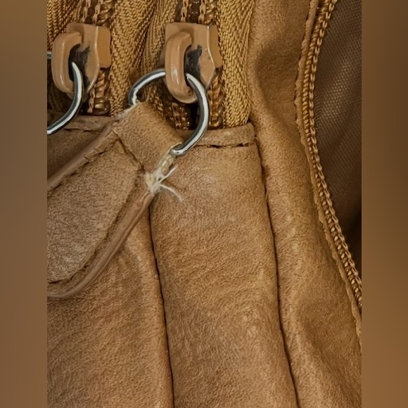 MultiSac Zippy Triple Light Brown Purse Tan Vegan Leather Crossbody Bag - Picture 16 of 16